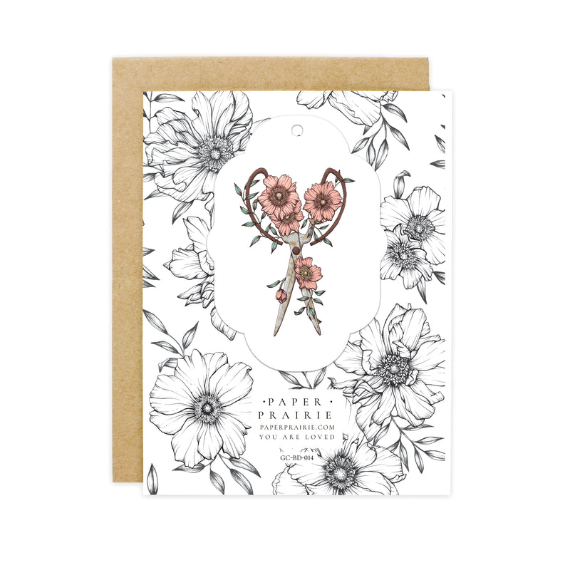 Anemone and Gardening Shears Birthday Card