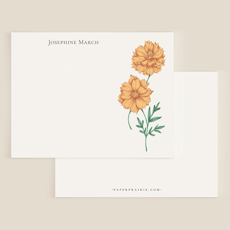 Orange Cosmos Personalized Notecard