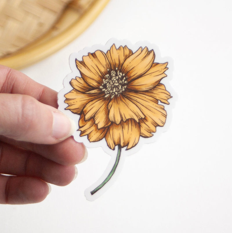 Orange Cosmos Vinyl Sticker 3"