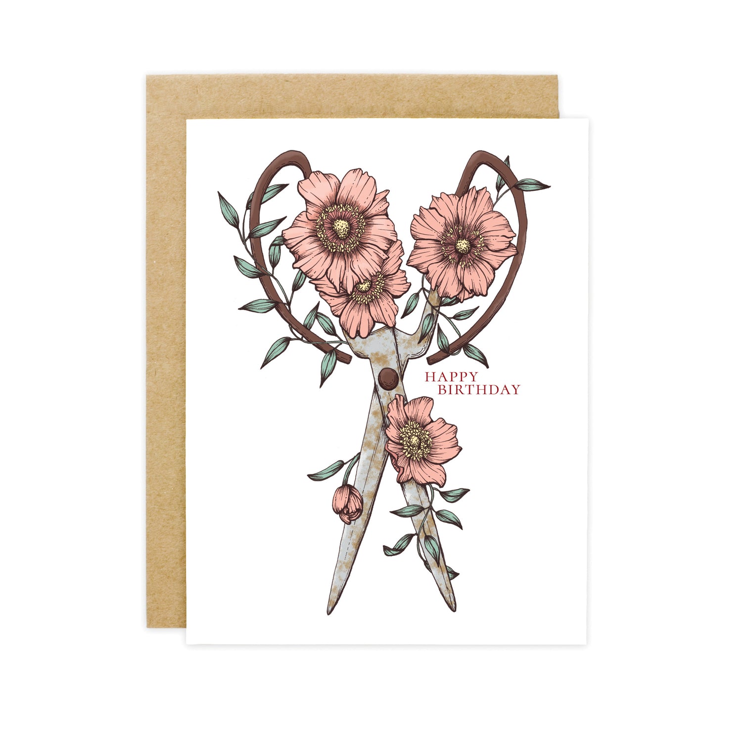 Anemone and Gardening Shears Birthday Card
