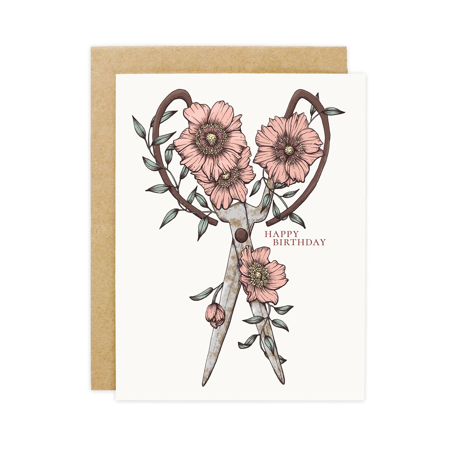 Anemone and Gardening Shears Birthday Card