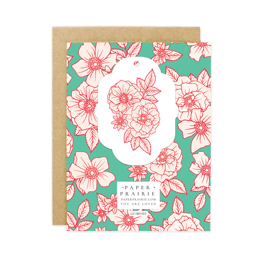 Vintage Linen Rose Birthday Card