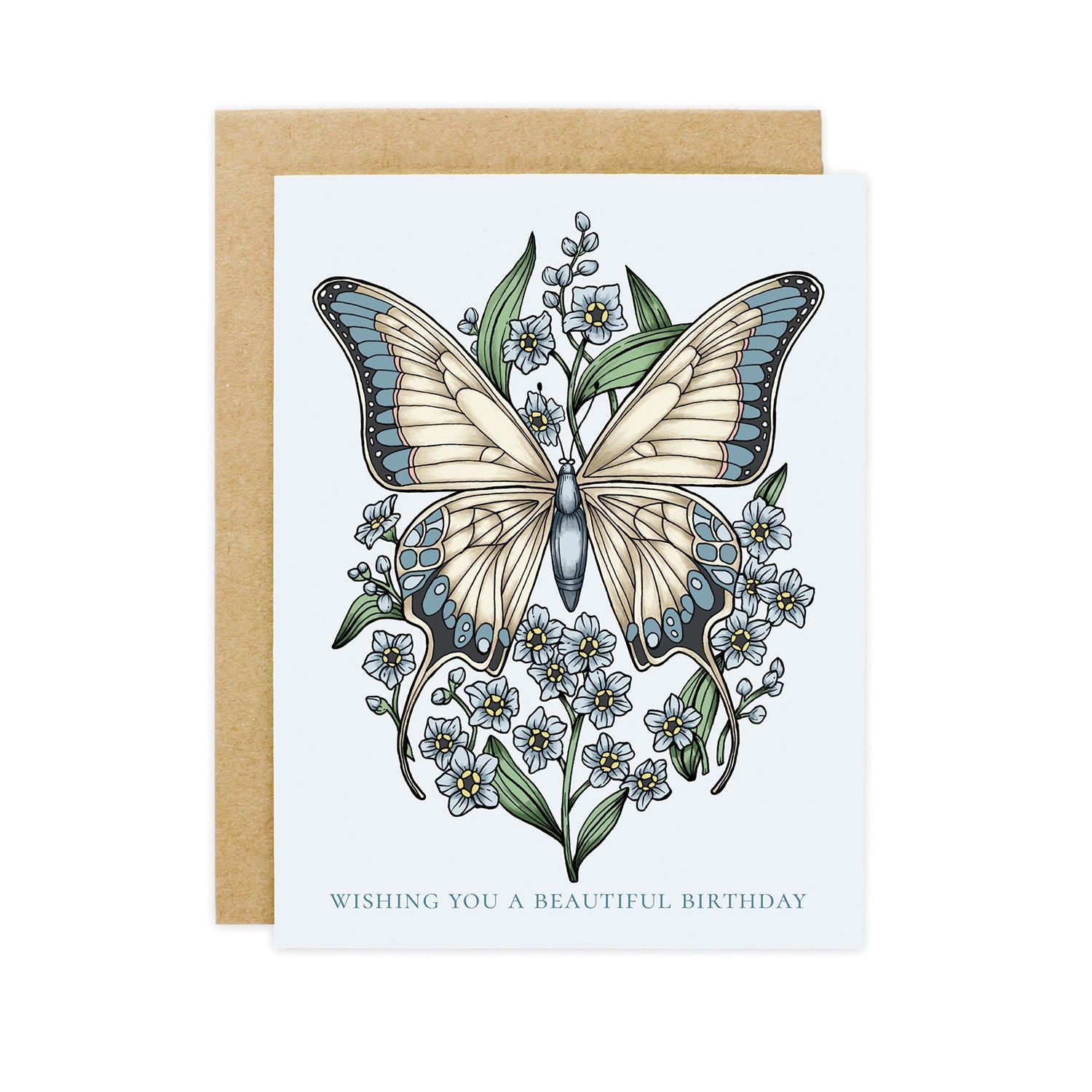 Butterfly Forget-Me-Not Birthday Card