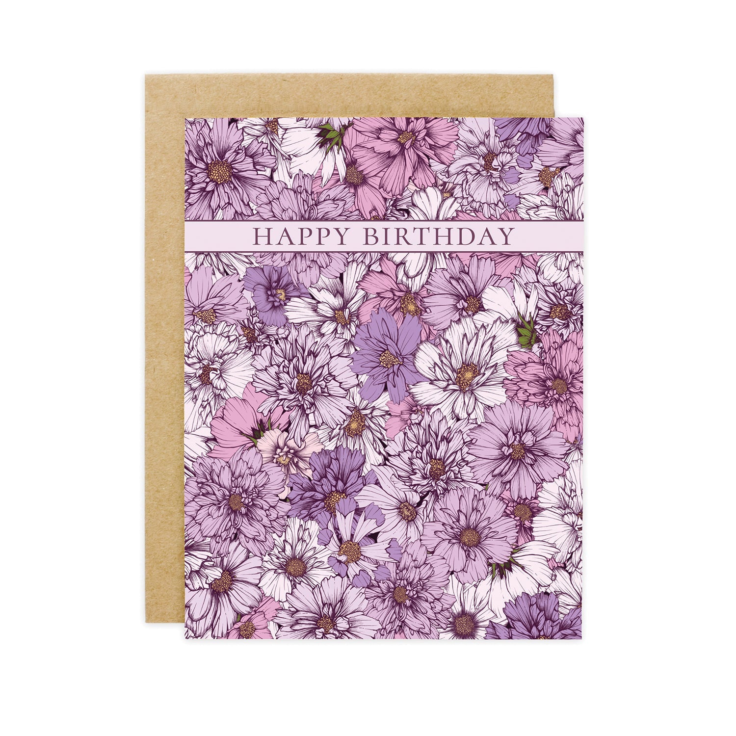 Purple Cosmos Birthday Card