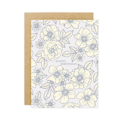 Wild Rose Toile Birthday Card