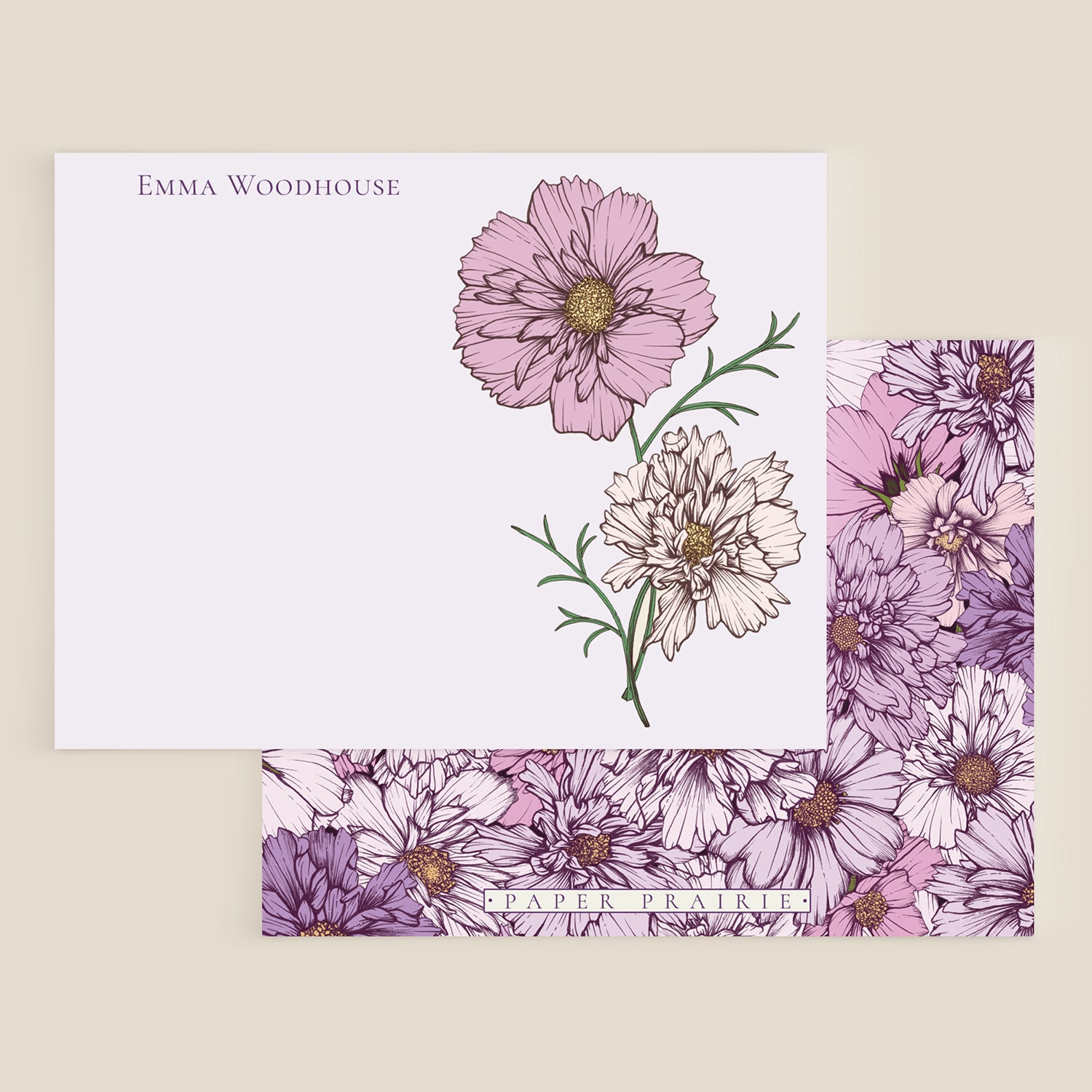 Purple Cosmos Personalized Notecard