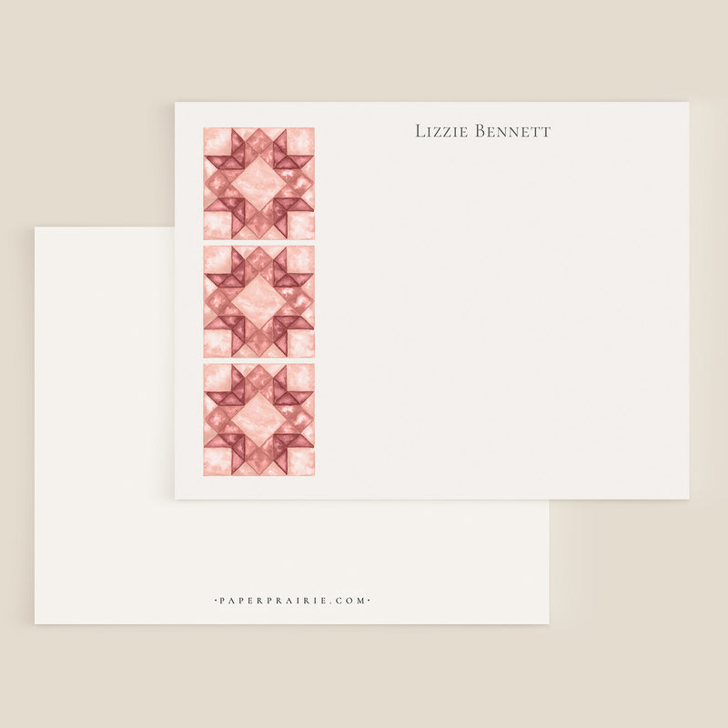 Laurel Wreath Quilt Block Personalized Notecard