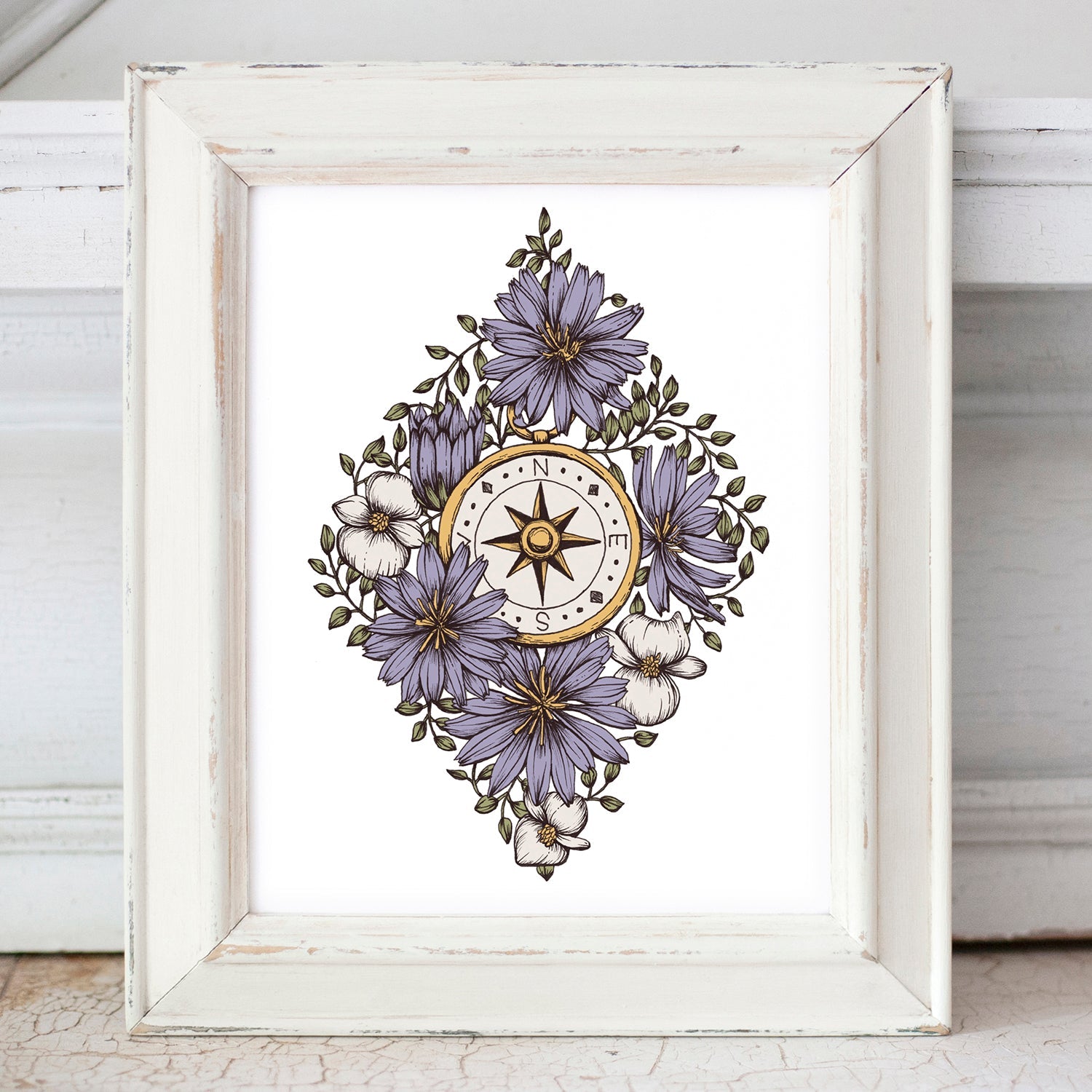 Floral Compass Signed Print