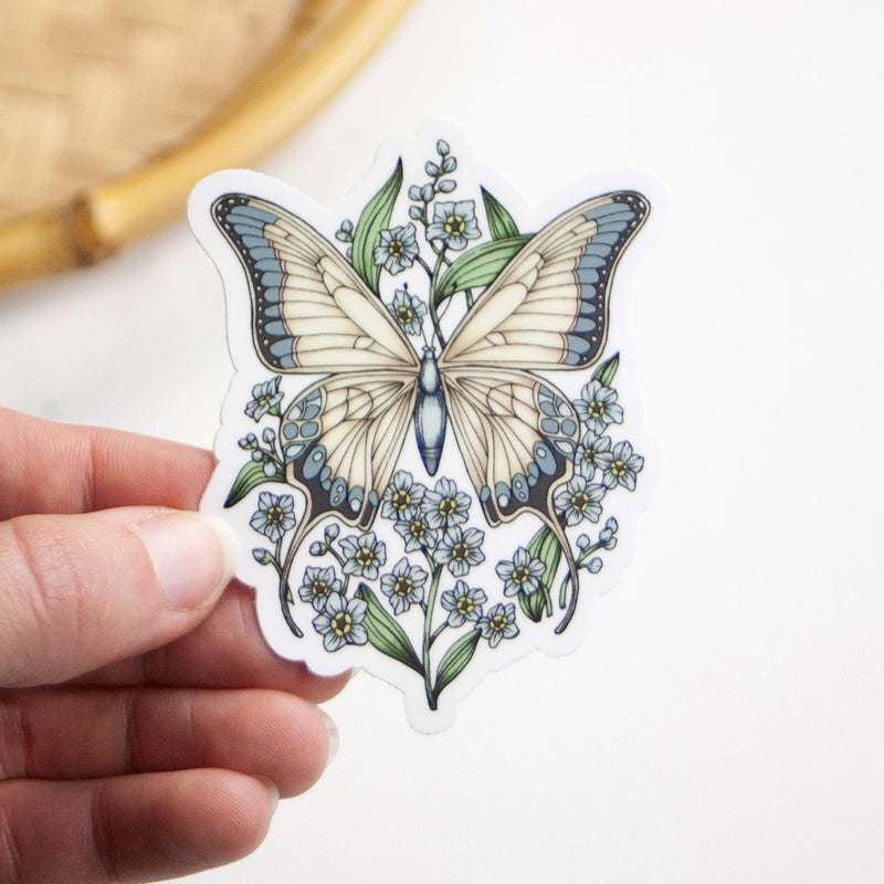 Butterfly Forget-Me-Not Vinyl Sticker 3"