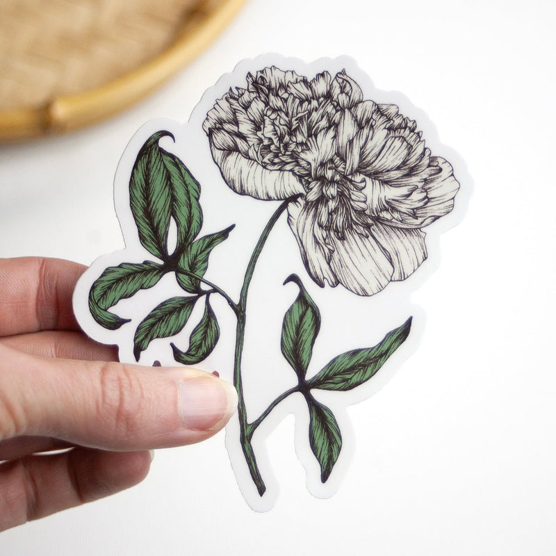 Peony Vinyl Sticker 4"