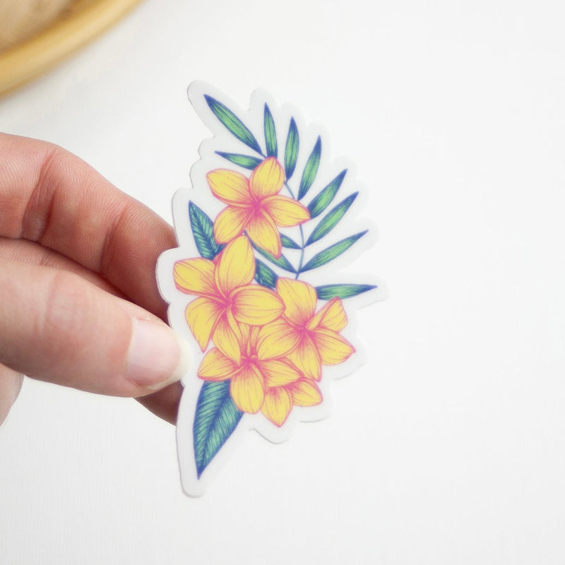 Plumeria Vinyl Sticker 3"