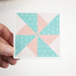 Double Pinwheel Quilt Block Vinyl Sticker 3"