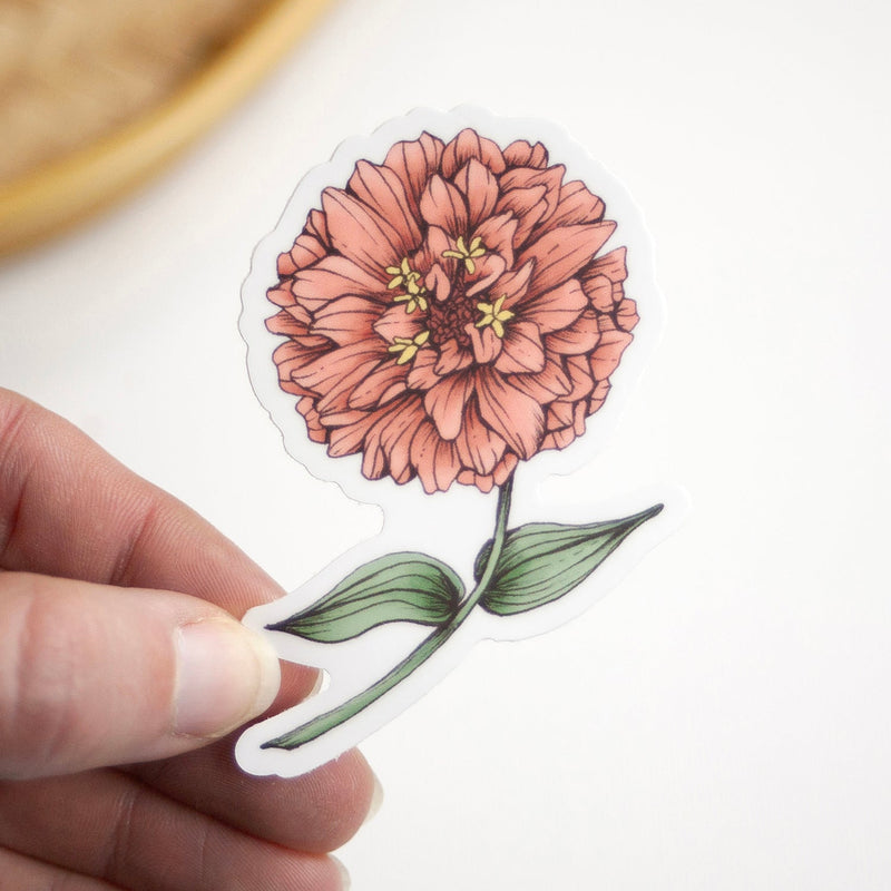 Zinnia Vinyl Sticker 3"